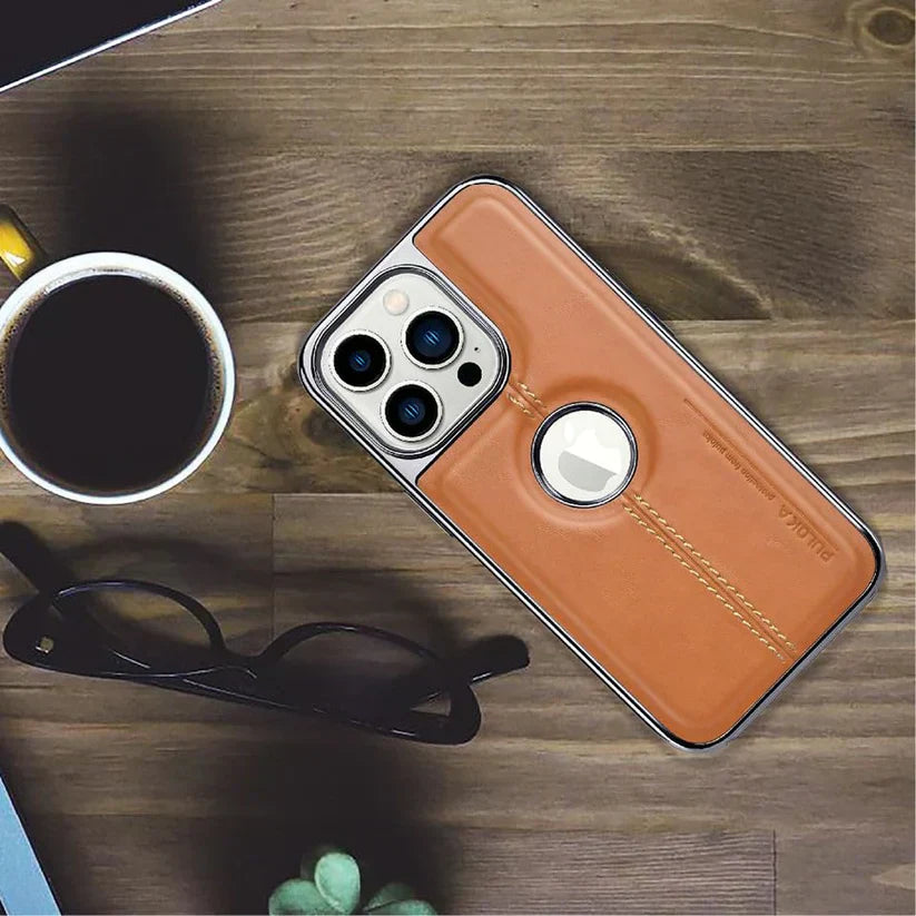 Leather Back Case - Compatible with iPhone Series - Luxury Bumper Case - Flexible Vegan Leather